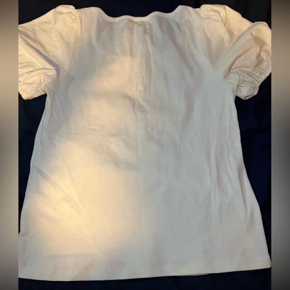 NWT Madewell Eyelet Sleeve Cotton Henley Top in Crème JCrew Popular officewear - Picture 10 of 16